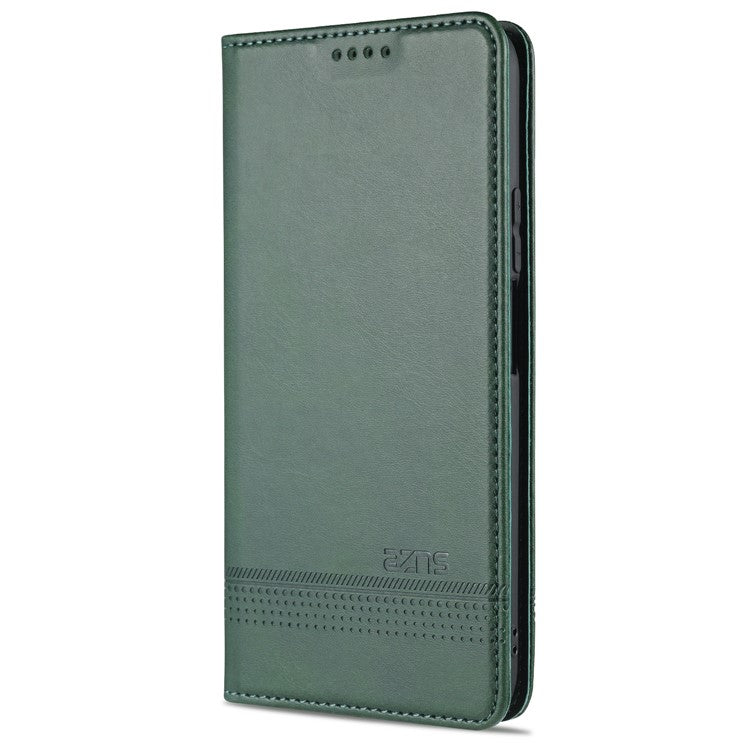 AZNS Stand Wallet Auto-absorbed Magnetic Leather Case for vivo Y72 5G / iQOO Z3 - Green