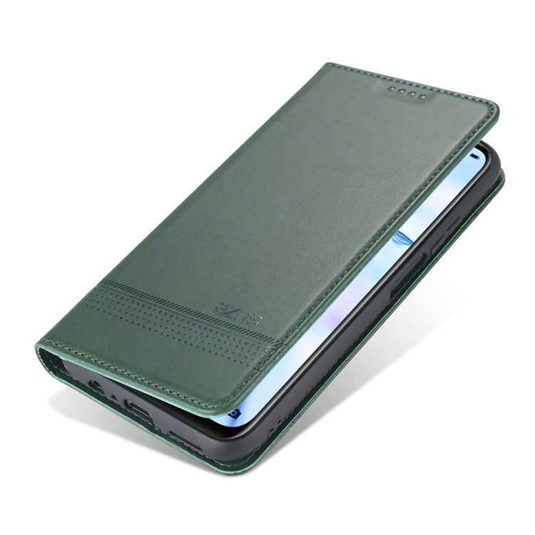 AZNS Stand Wallet Auto-absorbed Magnetic Leather Case for vivo Y72 5G / iQOO Z3 - Green