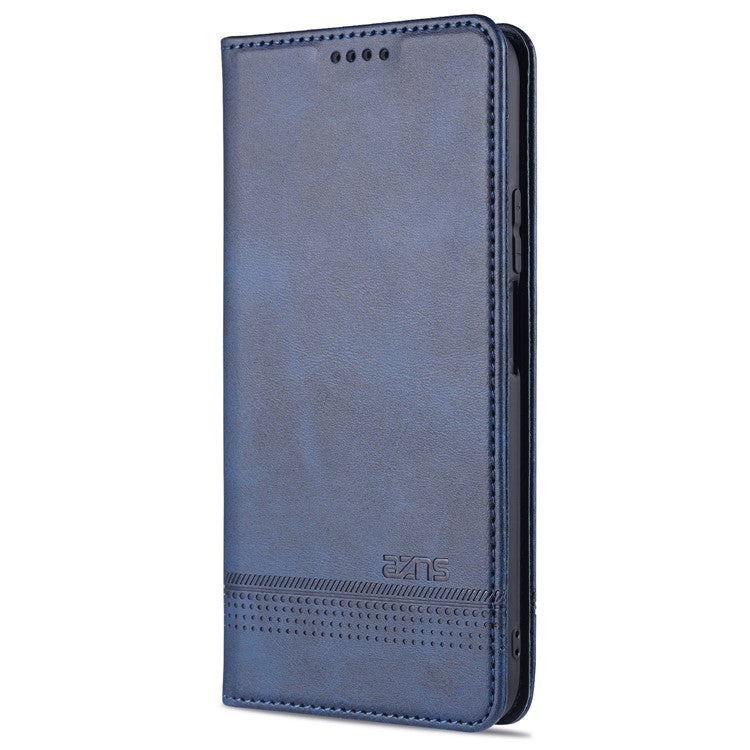 AZNS Stand Wallet Auto-absorbed Magnetic Leather Case for vivo Y72 5G / iQOO Z3 - Blue