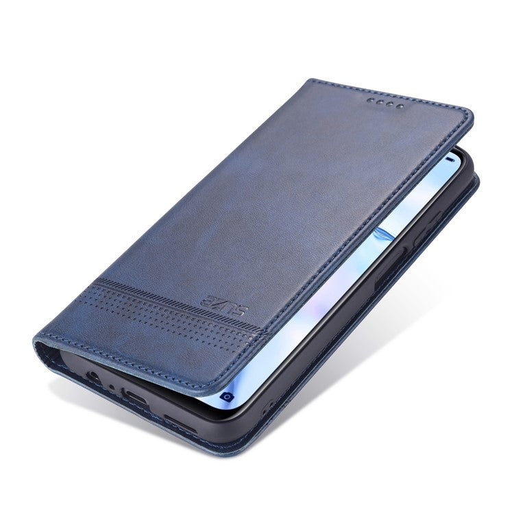 AZNS Stand Wallet Auto-absorbed Magnetic Leather Case for vivo Y72 5G / iQOO Z3 - Blue