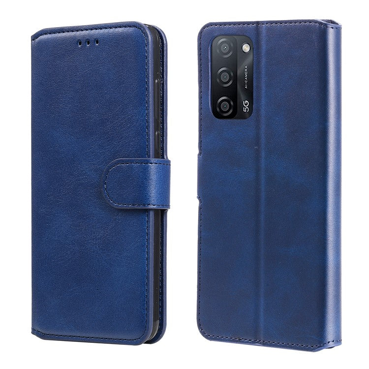 Wallet Stand Flip Leather Phone Case for Oppo A54 4G/A55 5G/Realme V11 5G - Blue