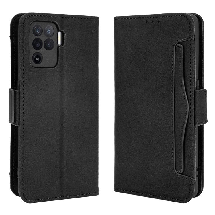 Multiple Card Slots Design Wallet Stand Leather Phone Case for Oppo A94 4G/F19 Pro 4G/Reno5 F/Reno5 Lite - Black