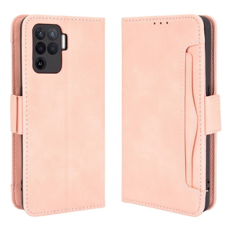 Multiple Card Slots Design Wallet Stand Leather Phone Case for Oppo A94 4G/F19 Pro 4G/Reno5 F/Reno5 Lite - Pink