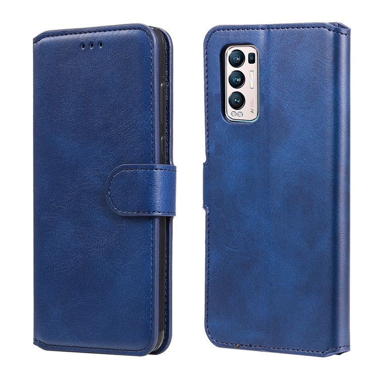 Wallet Stand Flip Leather Phone Case for Oppo Reno5 Pro+ 5G / Find X3 Neo - Blue