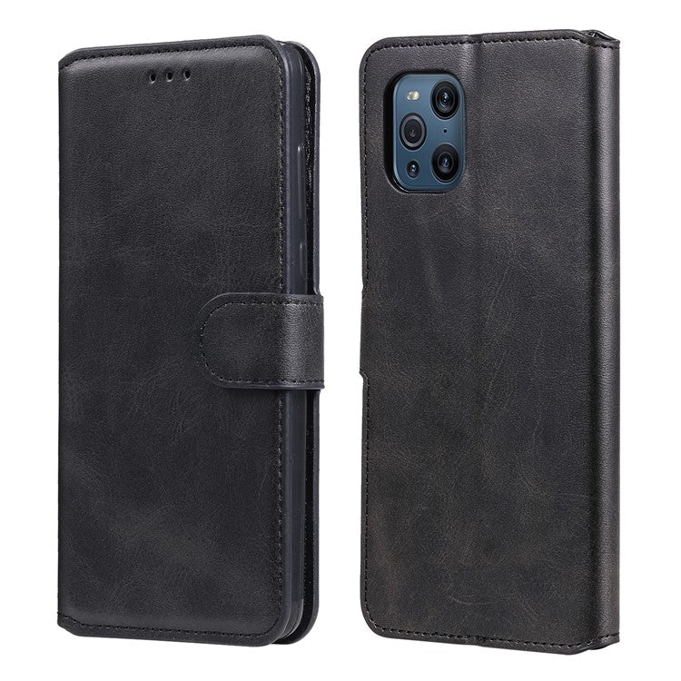 Wallet Stand Flip Leather Phone Case for Oppo Find X3 Pro / Oppo Find X3 - Black