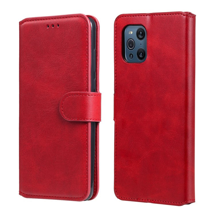 Wallet Stand Flip Leather Phone Case for Oppo Find X3 Pro / Oppo Find X3 - Red