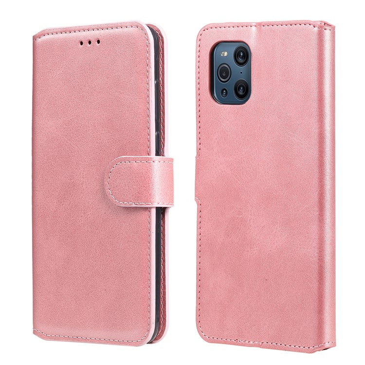 Wallet Stand Flip Leather Phone Case for Oppo Find X3 Pro / Oppo Find X3 - Rose Gold