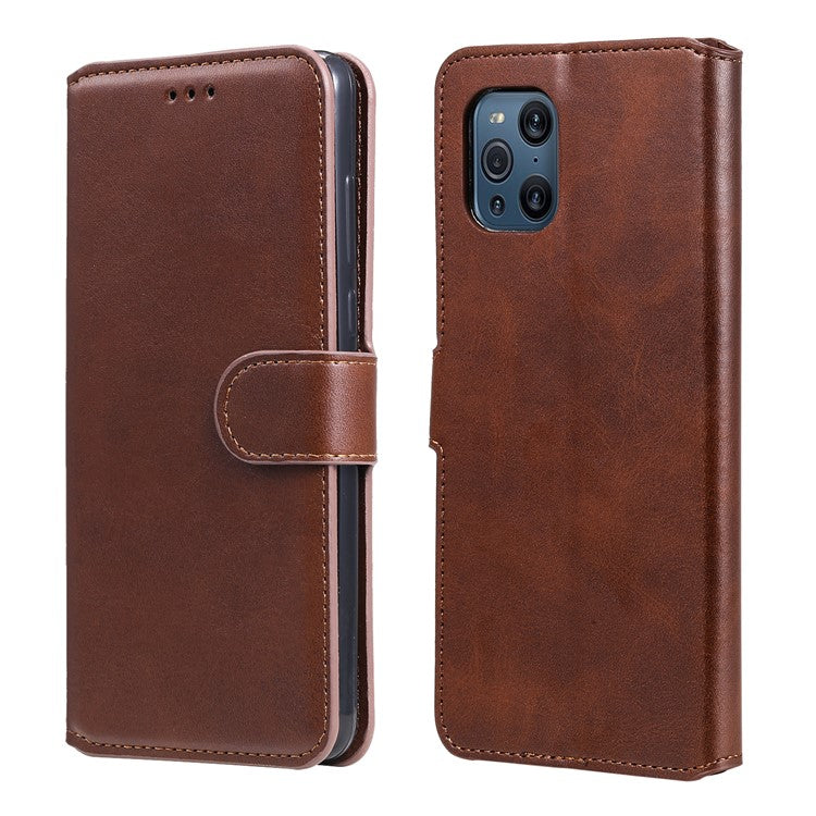 Wallet Stand Flip Leather Phone Case for Oppo Find X3 Pro / Oppo Find X3 - Brown