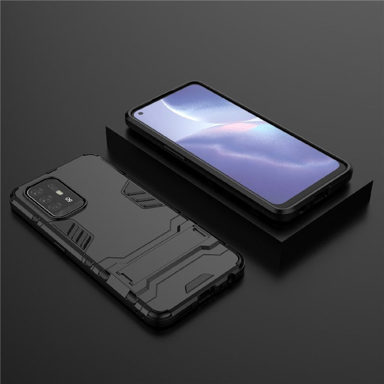 2 in 1 Design PC + TPU Hybrid Phone Cover Protector with Kickstand for Oppo Reno5 Z 5G - Black