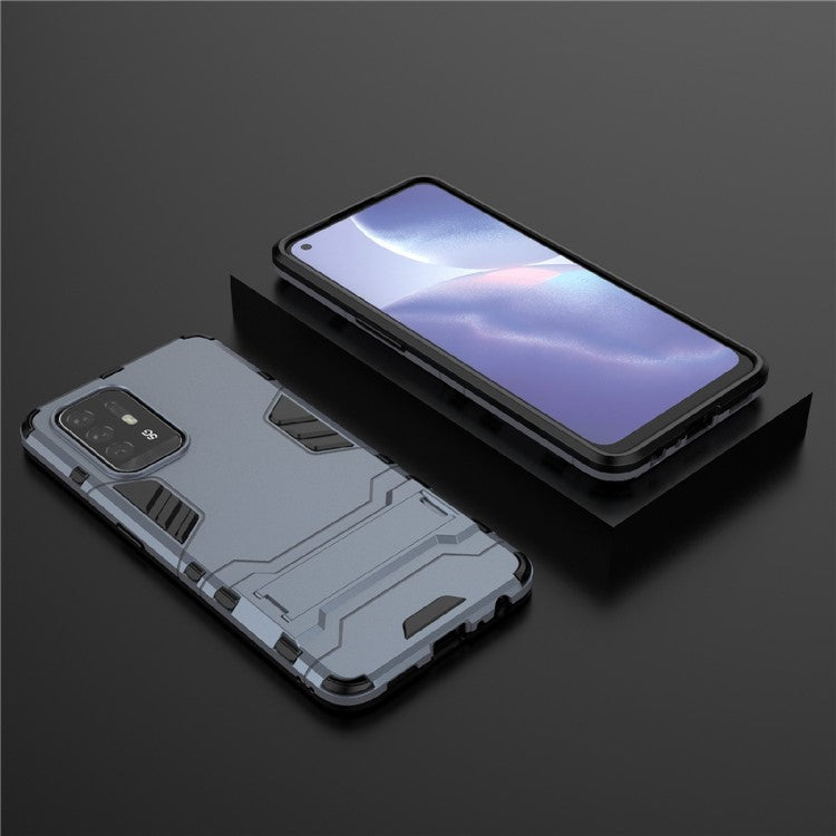 2 in 1 Design PC + TPU Hybrid Phone Cover Protector with Kickstand for Oppo Reno5 Z 5G - Blue