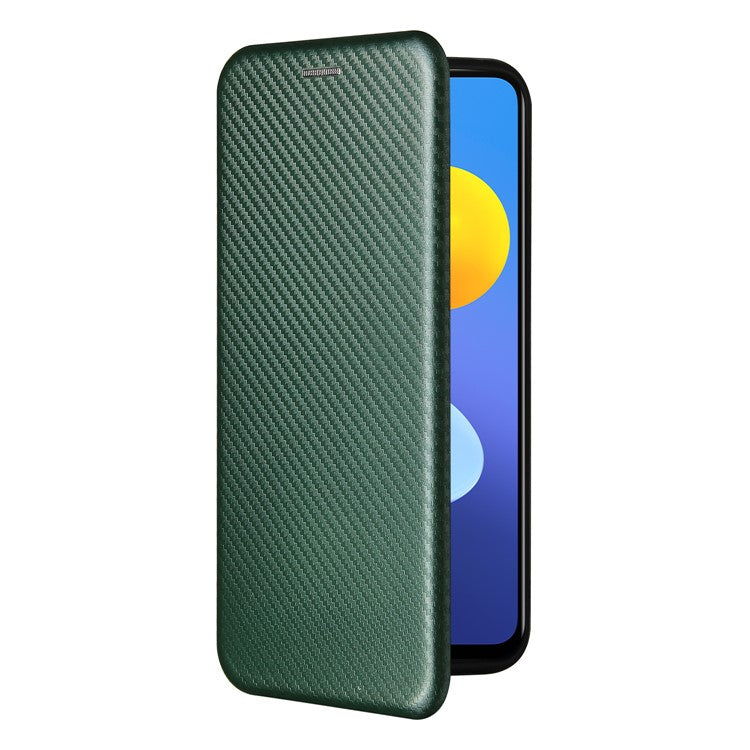 Carbon Fiber Texture Auto-absorbed Leather Mobile Phone Case for vivo Y72 5G/iQOO Z3 5G - Green