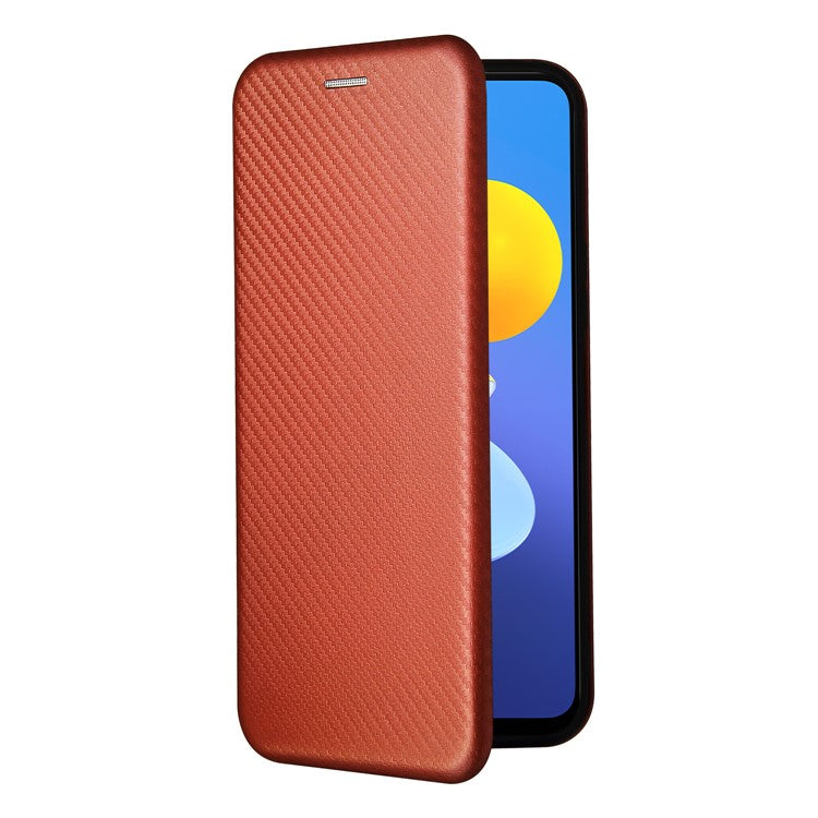 Carbon Fiber Texture Auto-absorbed Leather Mobile Phone Case for vivo Y72 5G/iQOO Z3 5G - Orange