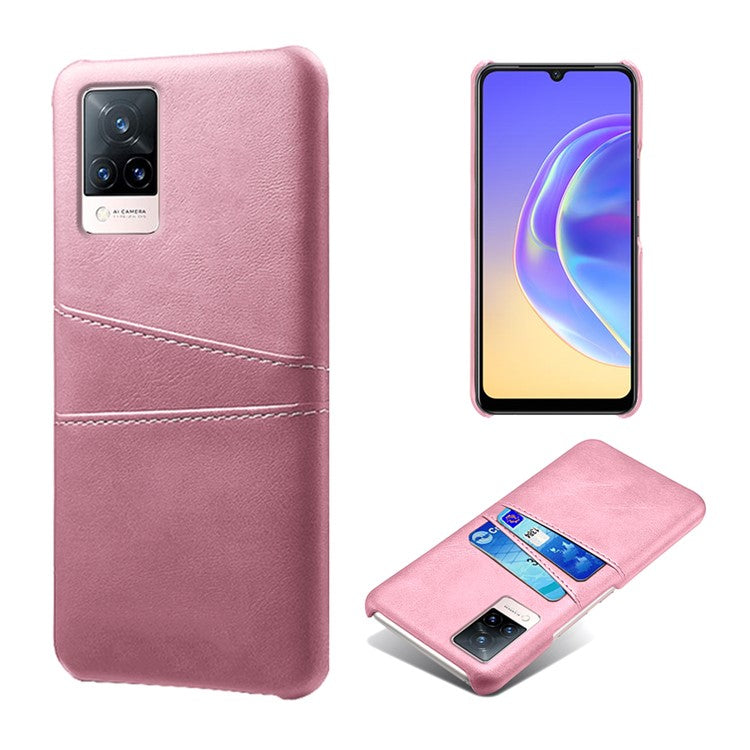 KSQ PU Leather Coated PC Phone Case with 2 Card Slots for vivo V21 5G / 4G - Rose Gold