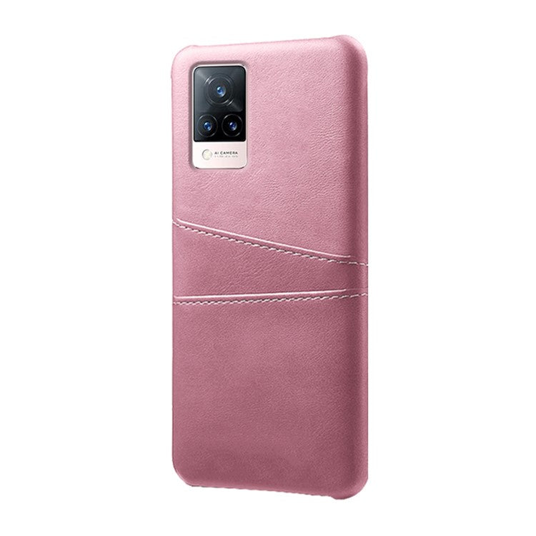 KSQ PU Leather Coated PC Phone Case with 2 Card Slots for vivo V21 5G / 4G - Rose Gold