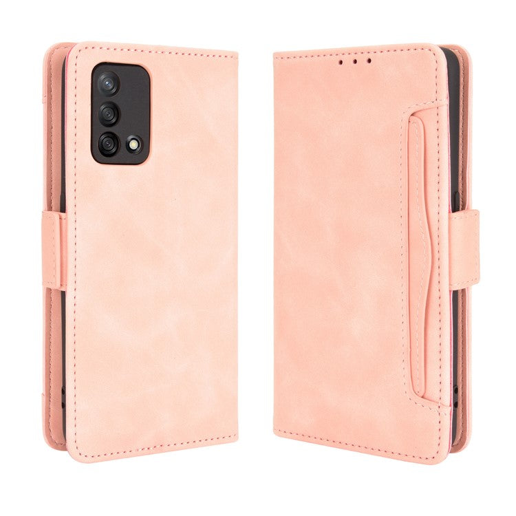 Multiple Card Slots Design Stand Leather Wallet Phone Case for Oppo A74 4G/F19 - Pink