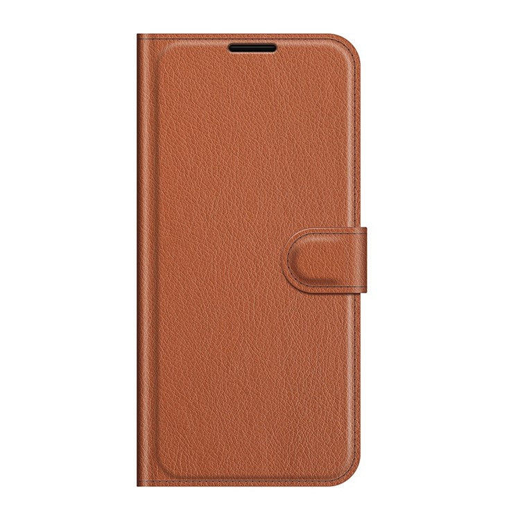 Litchi Skin Phone Case Folio Flip Leather Phone Cover with Stand for vivo iQOO Z3/Y72 5G - Brown