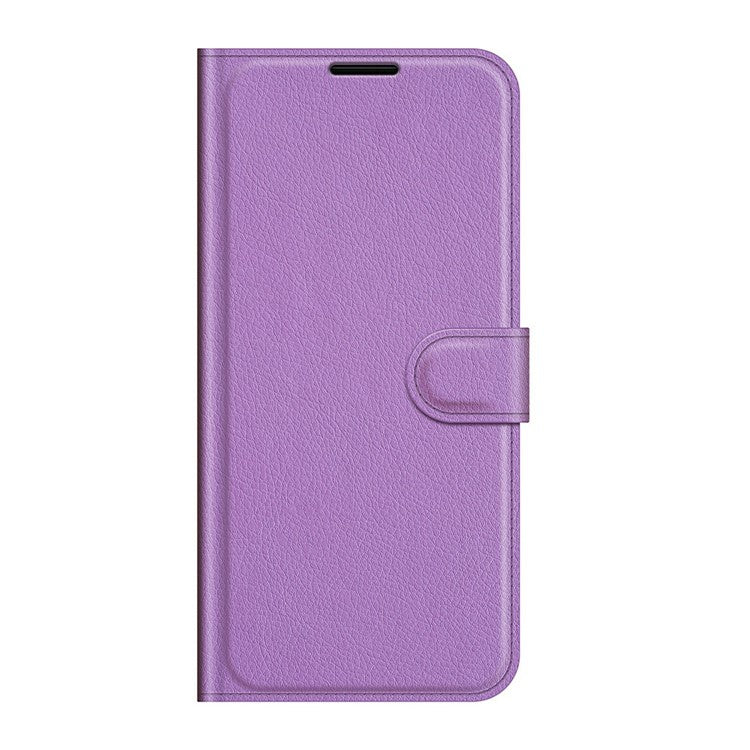 Litchi Skin Phone Case Folio Flip Leather Phone Cover with Stand for vivo iQOO Z3/Y72 5G - Purple