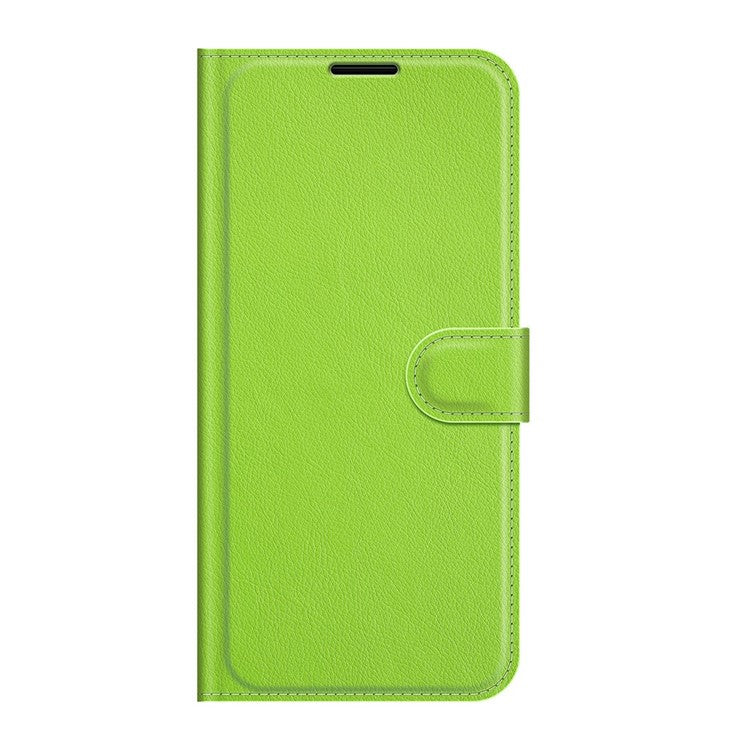 Litchi Skin Phone Case Folio Flip Leather Phone Cover with Stand for vivo iQOO Z3/Y72 5G - Green