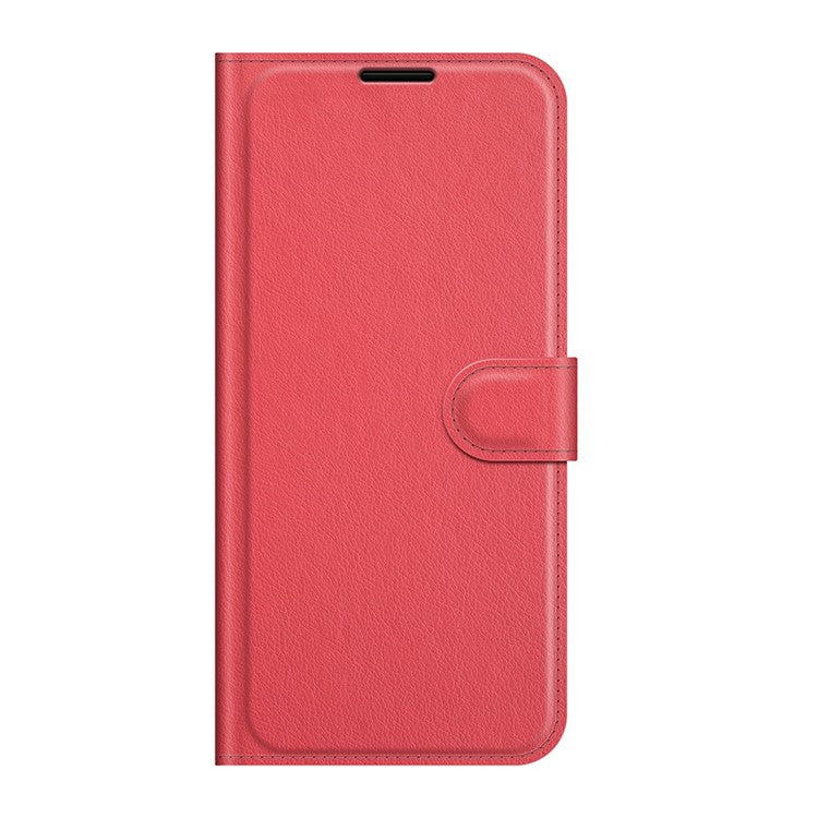 Litchi Skin Phone Case Folio Flip Leather Phone Cover with Stand for vivo iQOO Z3/Y72 5G - Red