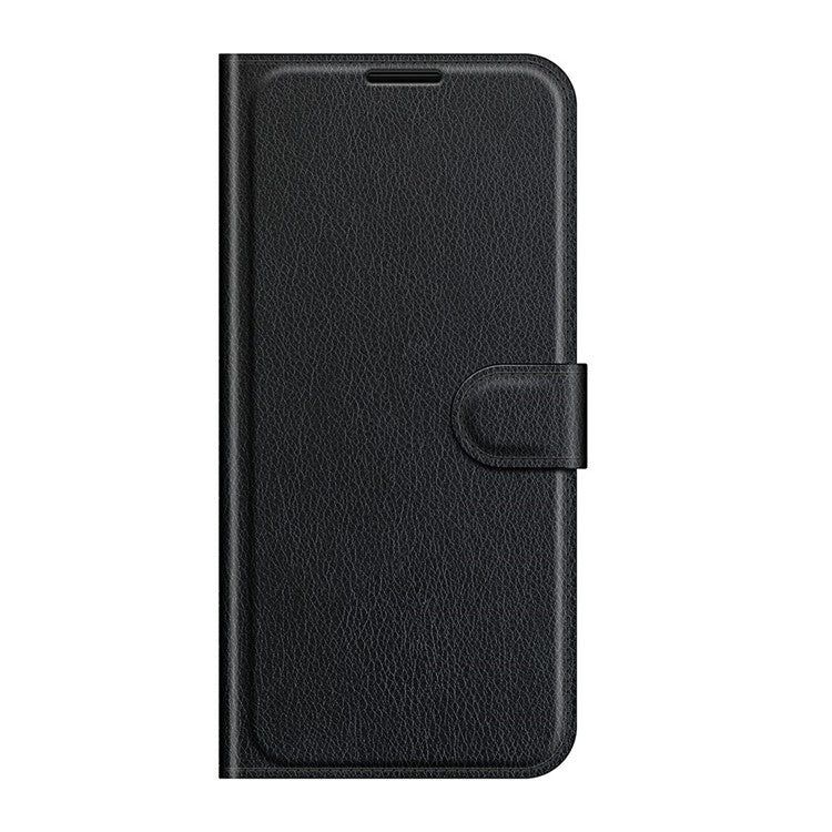 Litchi Skin Phone Case Folio Flip Leather Phone Cover with Stand for vivo iQOO Z3/Y72 5G - Black