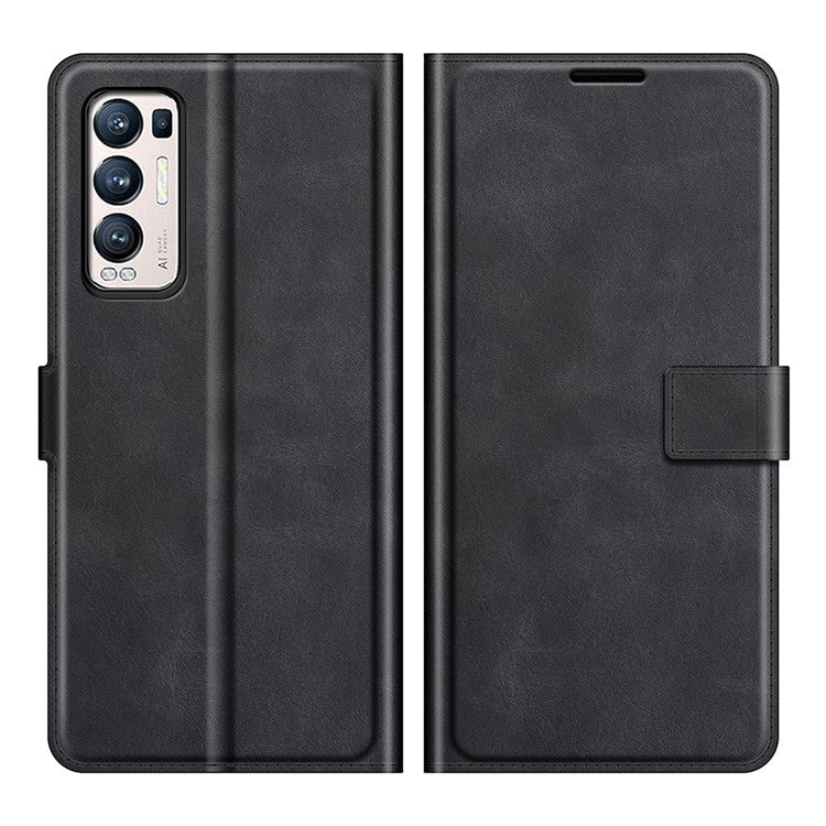 Wallet Leather Stand Case for OPPO Reno5 Pro Plus 5G/Find X3 Neo - Black