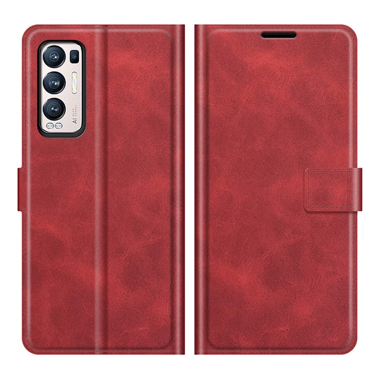 Wallet Leather Stand Case for OPPO Reno5 Pro Plus 5G/Find X3 Neo - Red