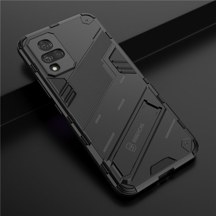 PC + TPU Hybrid Phone Case Anti-Drop Cover with Kickstand Design for vivo V21 4G / 5G - Black