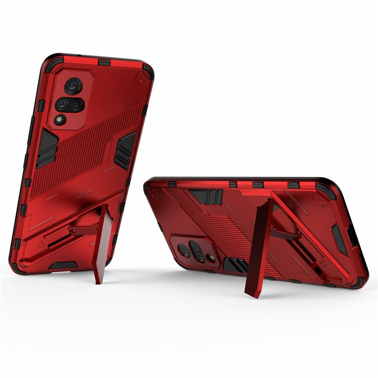 PC + TPU Hybrid Phone Case Anti-Drop Cover with Kickstand Design for vivo V21 4G / 5G - Red