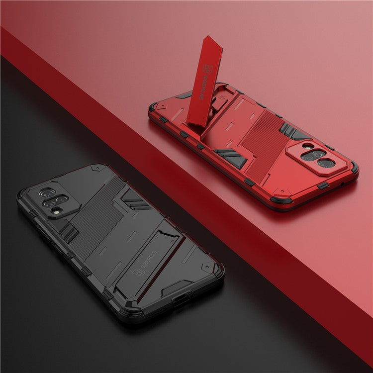 PC + TPU Hybrid Phone Case Anti-Drop Cover with Kickstand Design for vivo V21 4G / 5G - Red