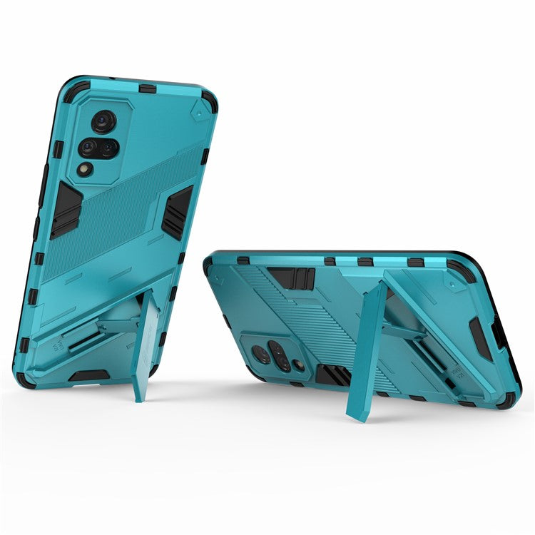 PC + TPU Hybrid Phone Case Anti-Drop Cover with Kickstand Design for vivo V21 4G / 5G - Baby Blue