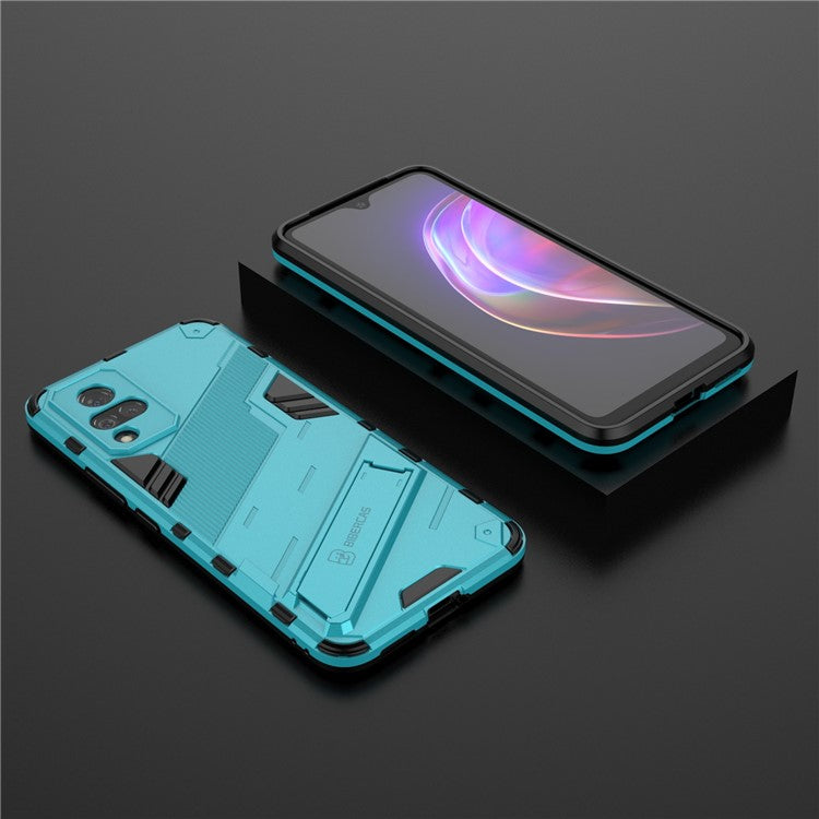 PC + TPU Hybrid Phone Case Anti-Drop Cover with Kickstand Design for vivo V21 4G / 5G - Baby Blue