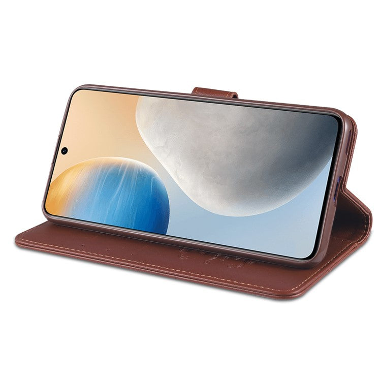 AZNS Full Protection Wallet Design PU Leather Phone Protective Case with Stand for vivo X60 5G/X60 Pro 5G (Global) - Brown