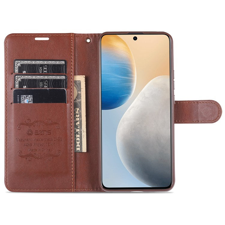 AZNS Full Protection Wallet Design PU Leather Phone Protective Case with Stand for vivo X60 5G/X60 Pro 5G (Global) - Brown