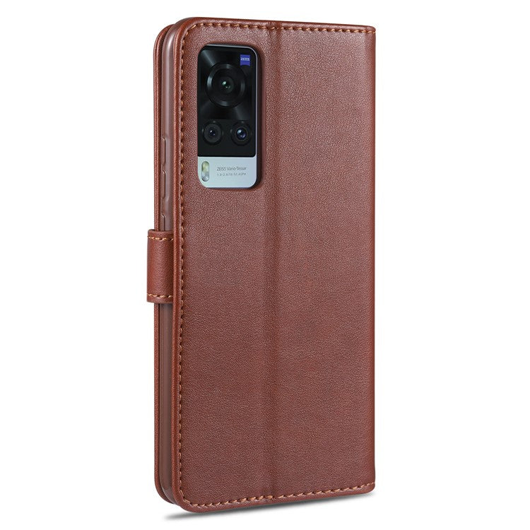 AZNS Full Protection Wallet Design PU Leather Phone Protective Case with Stand for vivo X60 5G/X60 Pro 5G (Global) - Brown