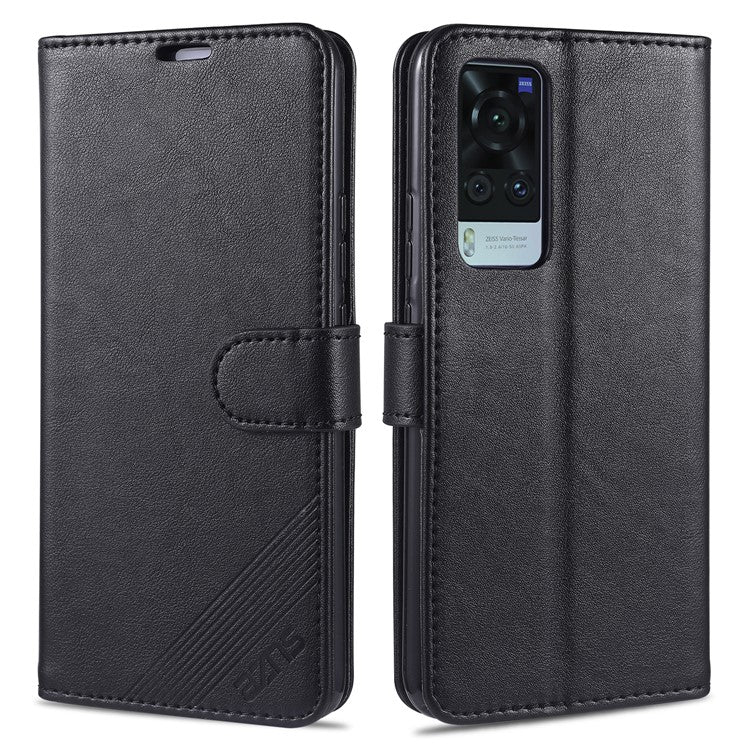 AZNS Full Protection Wallet Design PU Leather Phone Protective Case with Stand for vivo X60 5G/X60 Pro 5G (Global) - Black