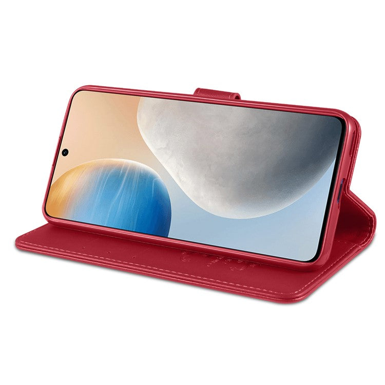 AZNS Full Protection Wallet Design PU Leather Phone Protective Case with Stand for vivo X60 5G/X60 Pro 5G (Global) - Red