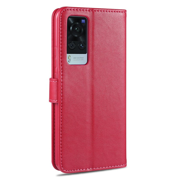 AZNS Full Protection Wallet Design PU Leather Phone Protective Case with Stand for vivo X60 5G/X60 Pro 5G (Global) - Red