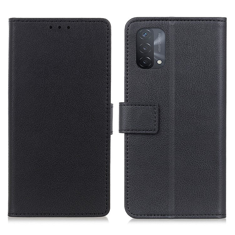 Wallet Stand Design Leather Phone Protective Case Cover for Oppo A93 5G/A54 5G/A74 5G - Black