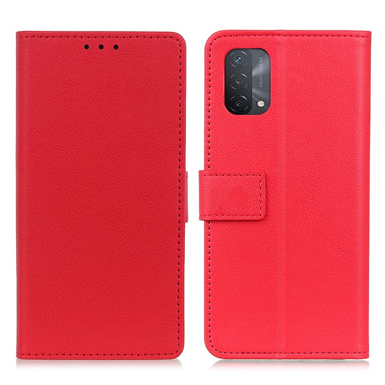 Wallet Stand Design Leather Phone Protective Case Cover for Oppo A93 5G/A54 5G/A74 5G - Red