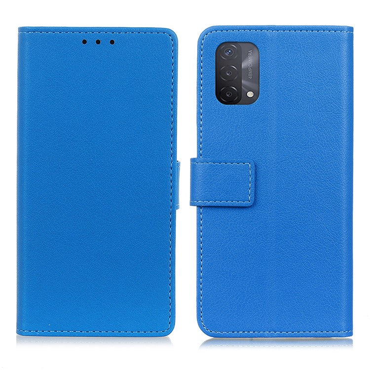 Wallet Stand Design Leather Phone Protective Case Cover for Oppo A93 5G/A54 5G/A74 5G - Blue