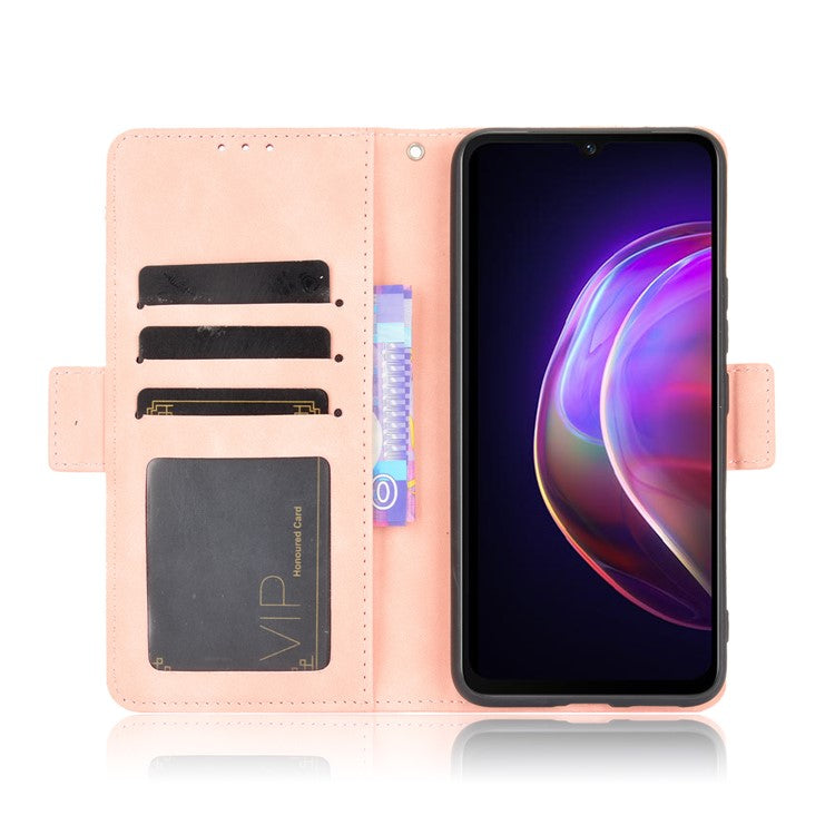 Multiple Card Slots Wallet Mobile Phone Leather Case for vivo V21 5G / 4G Protector Cover - Pink