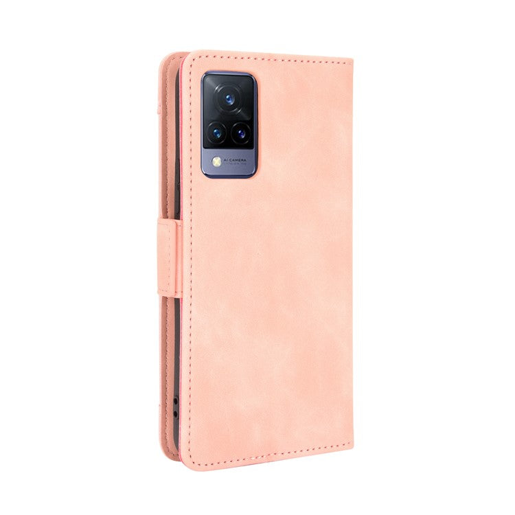 Multiple Card Slots Wallet Mobile Phone Leather Case for vivo V21 5G / 4G Protector Cover - Pink