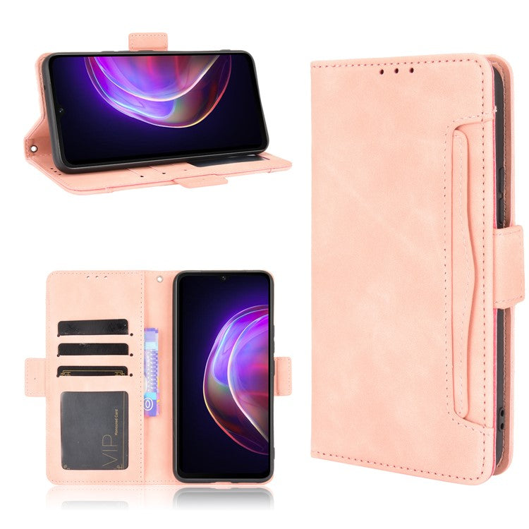 Multiple Card Slots Wallet Mobile Phone Leather Case for vivo V21 5G / 4G Protector Cover - Pink