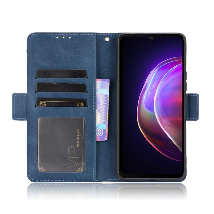 Multiple Card Slots Wallet Mobile Phone Leather Case for vivo V21 5G / 4G Protector Cover - Blue