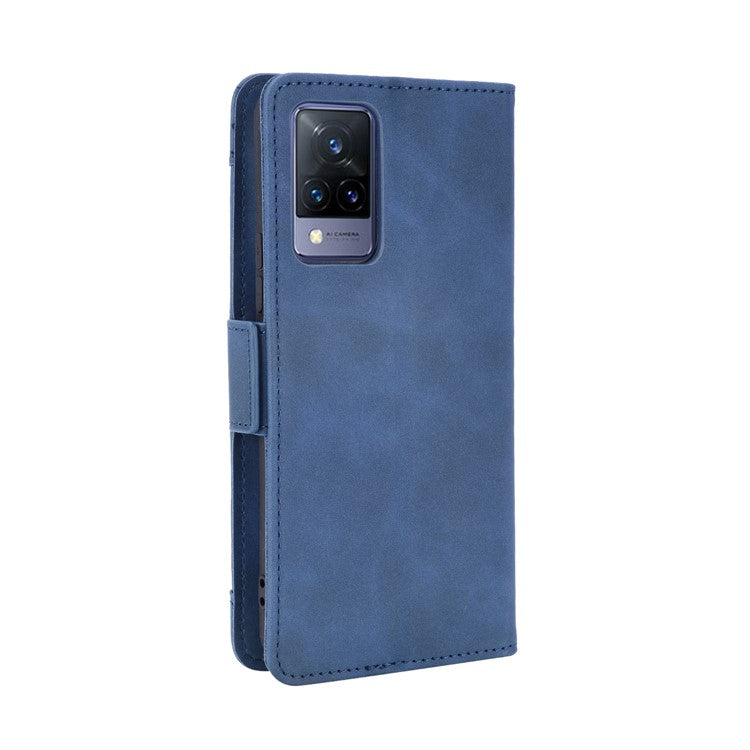 Multiple Card Slots Wallet Mobile Phone Leather Case for vivo V21 5G / 4G Protector Cover - Blue