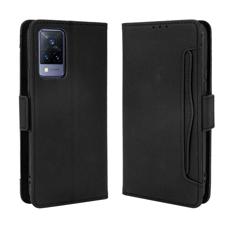 Multiple Card Slots Wallet Mobile Phone Leather Case for vivo V21 5G / 4G Protector Cover - Black