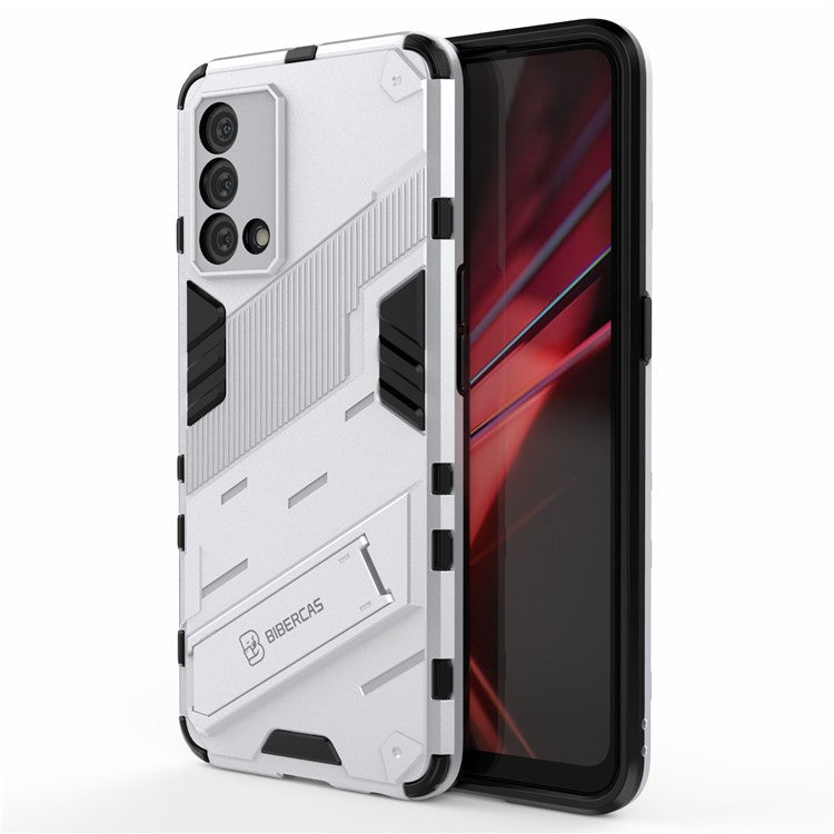 PC + TPU Shockproof Hybrid Case Phone Cover with Foldable Kickstand for Oppo K9 - White