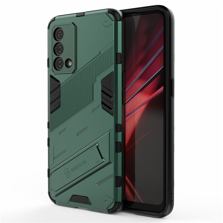 PC + TPU Shockproof Hybrid Case Phone Cover with Foldable Kickstand for Oppo K9 - Green