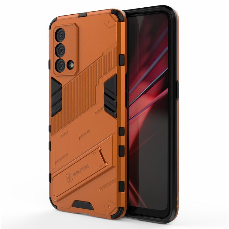 PC + TPU Shockproof Hybrid Case Phone Cover with Foldable Kickstand for Oppo K9 - Orange