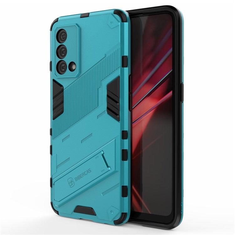 PC + TPU Shockproof Hybrid Case Phone Cover with Foldable Kickstand for Oppo K9 - Baby Blue